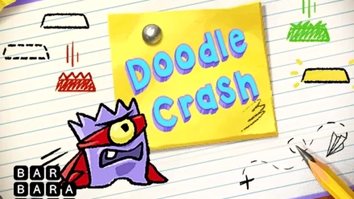 Interface dinâmica e minimalista do jogo Doodle Crash
